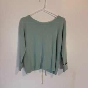 Autumn cashmere aqua color 3/4 sleeve ties in the back SZ S pullover crew neck